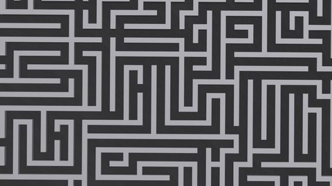Maze. Labyrinth. Complex branching maze puzzle. Labyrinth 3d animation.
Concept of finding a solution, problem-solving.