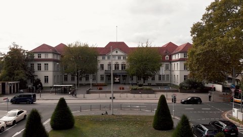 Mainz , Germany - 12 16 2020: Drone shot of the University Medical Center of Mainz in Germany.