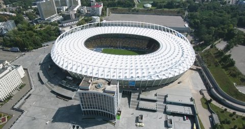 Warsaw , Poland - 08 25 2018: Olympiyskiy Stadium. Aerial Shot On Sunny Day - 08 25 2018: Kiev, Ukraine
