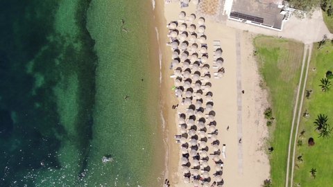 Aerial Drone Video Footage of Skiathos Island ,Greece ,beach view