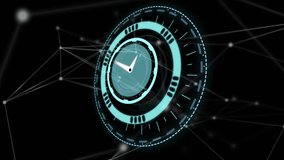 Animation of clock moving fast with networks of connections. global science, networks, technology and connections concept digitally generated video. - Powered by Shutterstock - Get 15% off with code: PIKWIZARD15