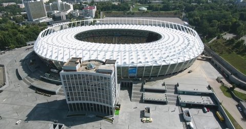 Warsaw , Poland - 08 25 2018: Revealing View Of National Sports Complex Olympiyskiy. Aerial View - 08 25 2018: Kiev, Ukraine