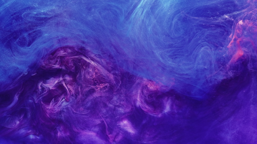 Liquid paints swirl movement. Glitter fume spreading. Pink purple smoke spreading. Creative abstract art background. | Shutterstock HD Video #1074390023