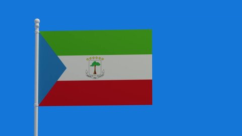 Republic of Equatorial Guinea national flag, waving in the wind. 3d rendering, CGI animation. Video in 4K resolution.