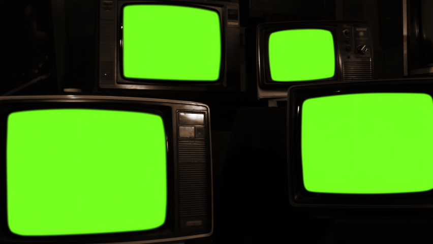 Retro TV Greenscreen. Replacement Green Screen.