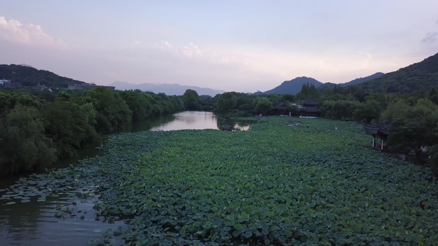 4K Blue Hour Sunset at Xianghu Lake in Hangzhou, Zhejiang Province, China