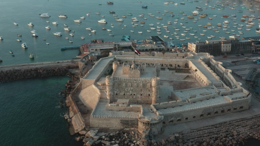 Drone footage of Qaitbay Citadel,Bey Citadel in Alexandria