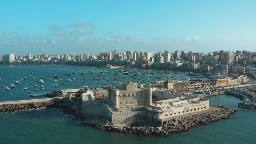 Drone footage of Qaitbay Citadel,Bey Citadel in Alexandria