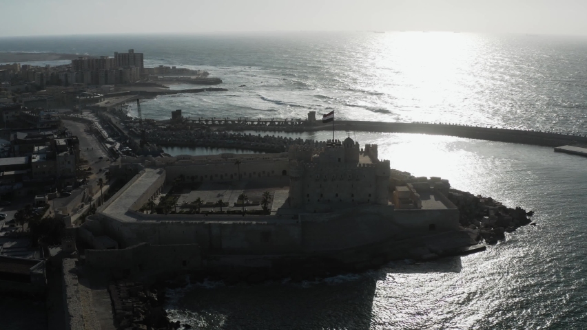 Drone footage of Qaitbay Citadel,Bey Citadel in Alexandria