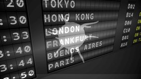 Animation of virus cells floating over airport flight departures board. global coronavirus covid 19 pandemic and travel concept, digitally generated video. - Powered by Shutterstock - Get 15% off with code: PIKWIZARD15