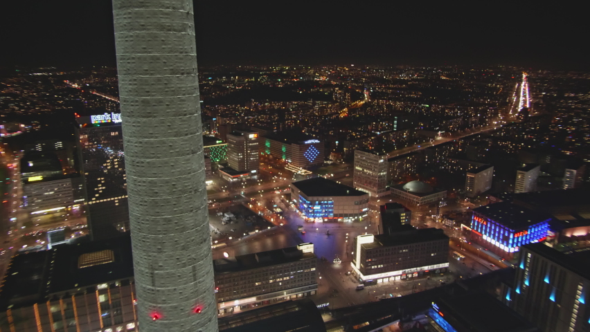 Berlin Alexanderplatz at Night during winter