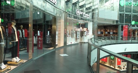 Szczecin , Poland - 01 06 2021: Szczecin clothing brands shopping mall shutdown