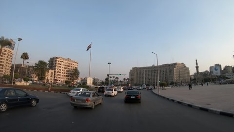 Hurghada, Egypt - 15 September, 2019: Traffic jam on the streets of downtown Cairo. Cairo is famous by its crowded streets with vehicles