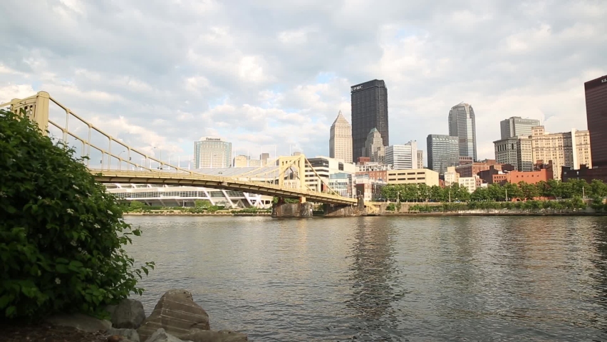 Panoramic view of Pittsburgh with its skyscrapers and bridges over Ohio river, Go Everywhere