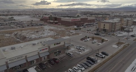 Johnstown , Co , United States - 01 13 2021: Scheels store against Rocky Mountain background