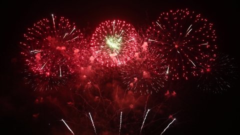 Real Fireworks display celebration with sound audio, Colorful Firework 4K