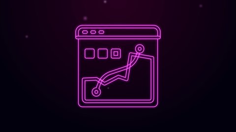 Glowing neon line Histogram graph photography icon isolated on black background. 4K Video motion graphic animation.