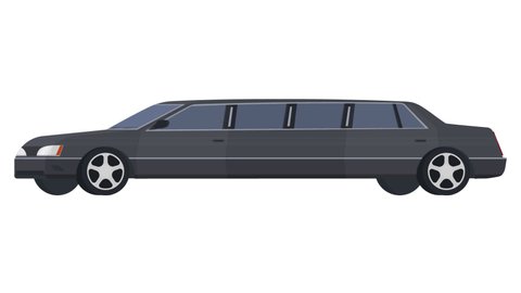 Limousine. High-end car animation, alpha channel enabled. Cartoon