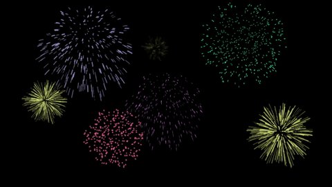 Lots of colorful fireworks on black background