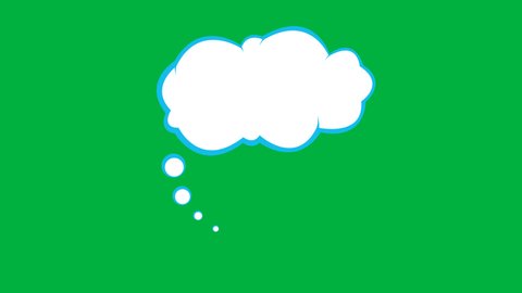 Thinking bubble 2d animation with screen green. Thinking animation from a different angle. Messaging and chatting icon.