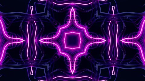 4k abstract looped bg with flashing lines pattern like ornamental flower, star or mandala on plane like light bulbs or garland of curves lines. Luma matte as alpha. Kaleidoscope with neon flash ligts.
