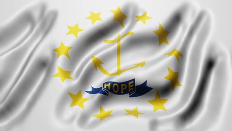 3d rendering of a Rhode Island US State flag waving in a looping motion