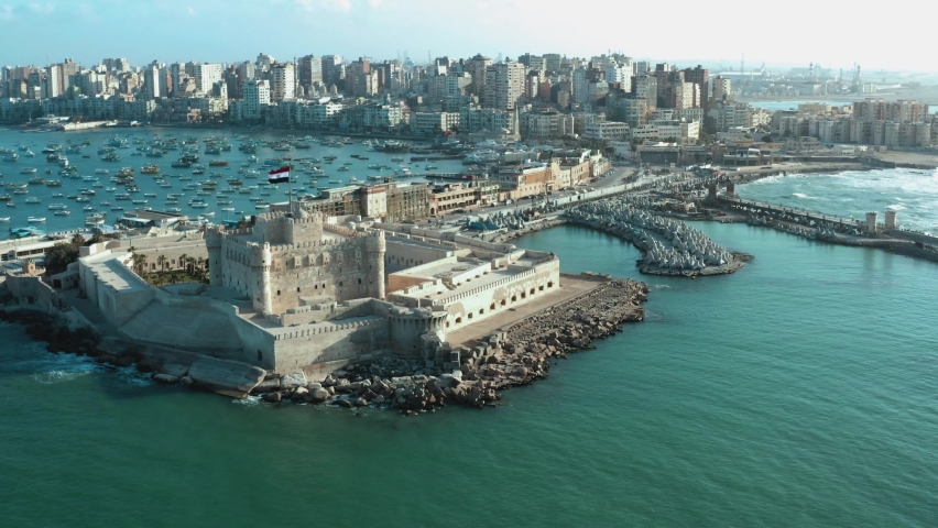 Drone footage of Qaitbay Citadel,Bey Citadel in Alexandria
