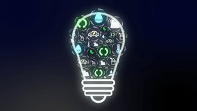 Ecological green planet climate protection symbols in form of ideas light bulb, solar energy, water reclamation, electric cars, plant protection - Powered by Shutterstock - Get 15% off with code: PIKWIZARD15