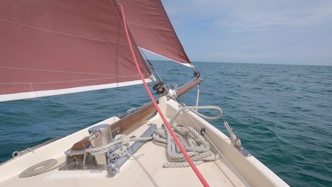 Staysail, Jib and Bowsprit Of a Yacht Sailing Out Into Dublin Bay, Ireland