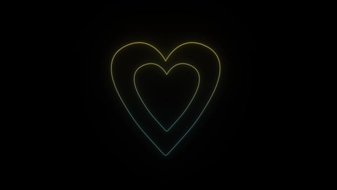 Glowing Neon Heart On Black Background Stock Footage Video (100% ...