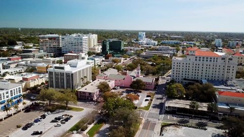 Clearwater , Florida , United States - 03 15 2021: Clearwater Florida Slow Push in Downtown in 4k