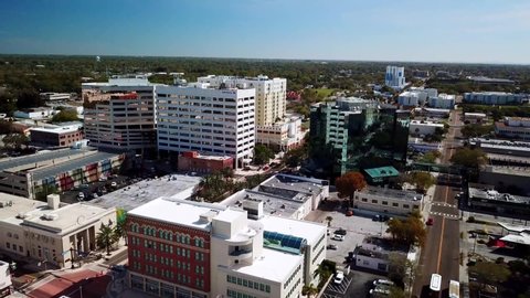 Clearwater , Florida , United States - 03 15 2021: Downtown Clearwater Florida Aerial in 4k