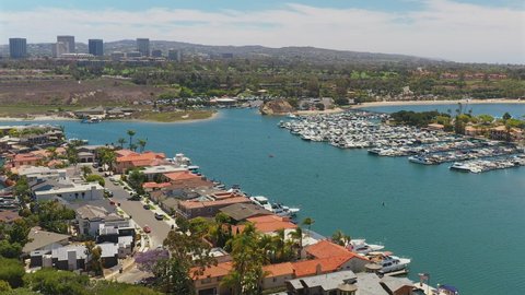 Aerial view of the waterway and Harbor in Newport Beach, California