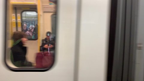 London , City of London , United Kingdom (UK) - 03 30 2019: Subway train passing by - London, England 1