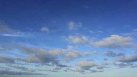 Cloud time lapse nature background. Blue sky white clouds. 4K