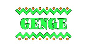 Genge African pop music style. Animation text. 4K video. Green letters, element on White background. African music Genge for title concert, national musical festival, broadcast, social media, podcast 
