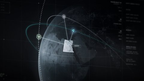 The investigating service is using satellites to uncover the terrorist’s latest hiding place. Scanning multiple sources of data and pinpointing the location in Egypt Computer technology User interface