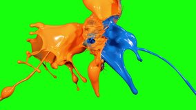 Orange and Blue Paint Splashing From Both Side in Slow Motion Isolated on Green Screen Background 4K,Video Element - Powered by Shutterstock - Get 15% off with code: PIKWIZARD15