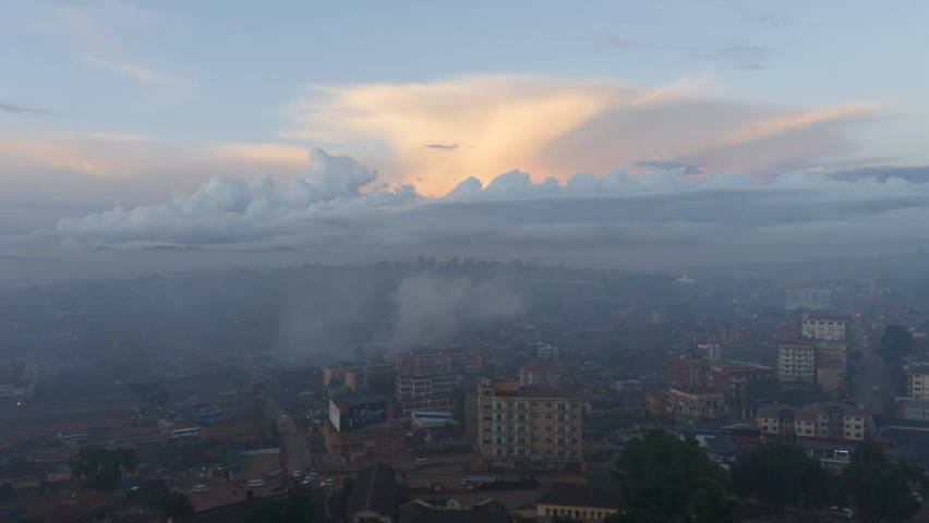 Time lapse sunrise with clouds moving in over Kampala Uganda