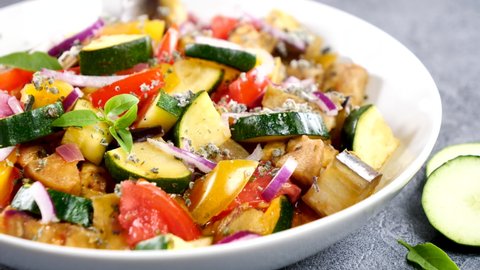 ratatouille, fried vegetable with herbs	