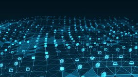 Motion graphic of Blue digital stoage icon and line linked network connection futuristic technology abstract background concept seamless loop video - Powered by Shutterstock - Get 15% off with code: PIKWIZARD15