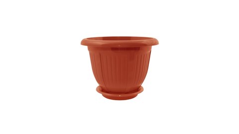 Stop motion animation with colored flower pots. Changing the color of flower pot on a white background. Garden furniture. 4K, 25p.