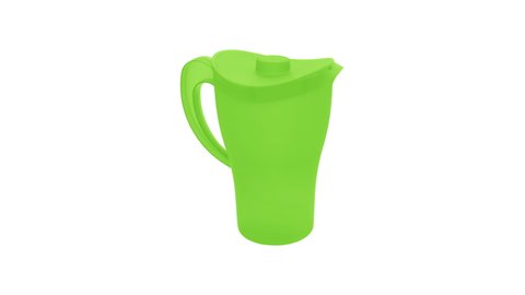 Stop motion animation plastic jugs. Stop motion animation with colored cookware for use in infographics on kitchen topics. For promotional demonstration of products. 4K, 25p.