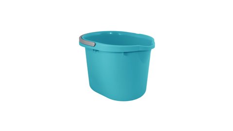 Plastic buckets. Stop motion animation. Changing the color of plastic open buckets on a white background. Ideal for product video ads. 4K, 25p.