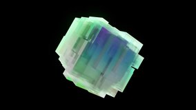 Beautiful colorful glowing glass cubes appear in rotating cubical form. 3d render seamless loop - Powered by Shutterstock - Get 15% off with code: PIKWIZARD15