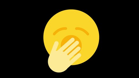Yawning Face Animated Emoji, Social Media Reaction Concept Icon. Isolated on Transparent Background, 4K Ultra HD ProRes 4444, Emoticon and Smiley Motion Graphic Animation.
