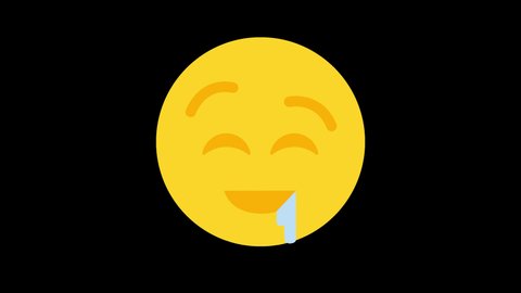 Drooling Face Animated Emoji, Social Media Reaction Concept Icon. Isolated on Transparent Background, 4K Ultra HD ProRes 4444, Emoticon and Smiley Motion Graphic Animation.