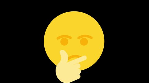 Thinking Face Animated Emoji, Social Media Reaction Concept Icon. Isolated on Transparent Background, 4K Ultra HD ProRes 4444, Emoticon and Smiley Motion Graphic Animation.