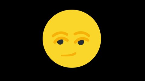 Smirking Face Animated Emoji, Social Media Reaction Concept Icon. Isolated on Transparent Background, 4K Ultra HD ProRes 4444, Emoticon and Smiley Motion Graphic Animation.