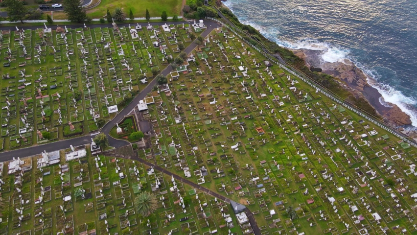 Coastal Memorial Park Of Waverly Cemetery And Lookout Point At Bronte, New South Wales, Australia. aerial
